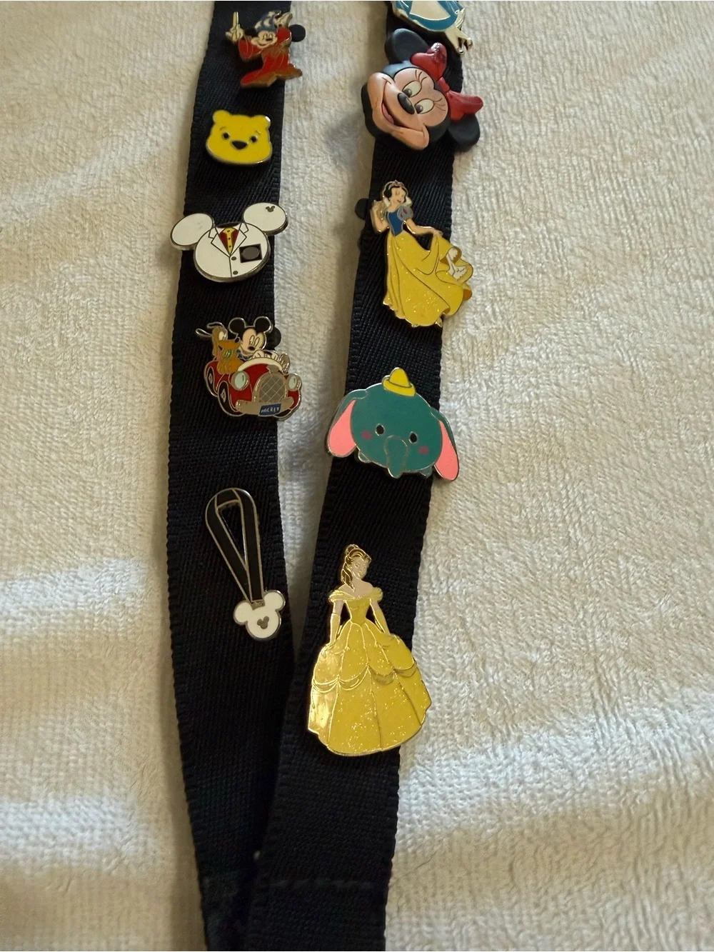 Disney Black Lanyard with Colorful Enamel Character Pins